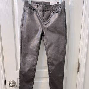 Beautiful Dark Gray Foil Skinny Jeans